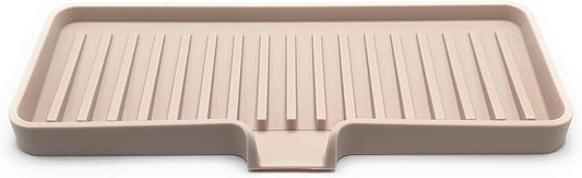 Happitasa Silicone Soap Dish Tray and Sponge Holder with Drain Chute | Bathroom and Kitchen Sink Organizer Caddy (Sand Dollar, 9"x3.5", 5.6 Ounces)