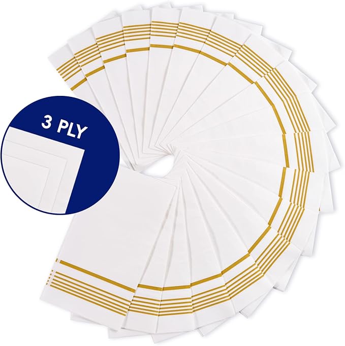 100 Pack Paper Napkins Guest Towels Disposable Premium Quality 3-ply Dinner Napkins Disposable Soft, Absorbent, Party Napkins Wedding Napkins for Kitchen, Parties, Dinners or Events