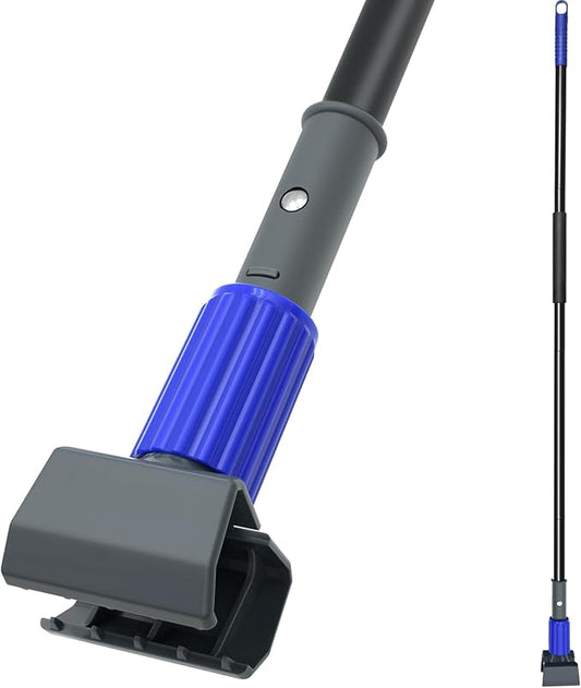 Mop Handle Commercial Heavy Duty, 57.5 inches Long Handle Industrial String Mop Stick Replacement Pole with Upgraded Jaw Clamp for for Floor Cleaning