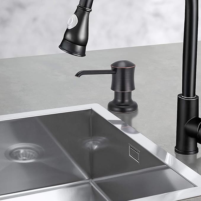 SAMODRA Sink Soap Dispenser and Extension Tube Kit, ABS Pump Head Bronzed Built in Design with 39” Extension Tube to Soap Bottle, No More Messy Refills(No Bottle)