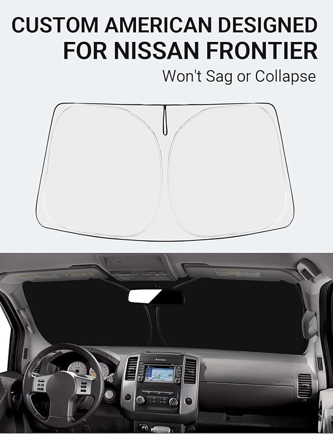Proadsy Front Windshield Sun Shade Foldable Sunshade Protector Custom Fit 2021-2005 Nissan Frontier, 2Dr 4Dr KingCab CrewCab Pickup Accessories 2025 Upgrade