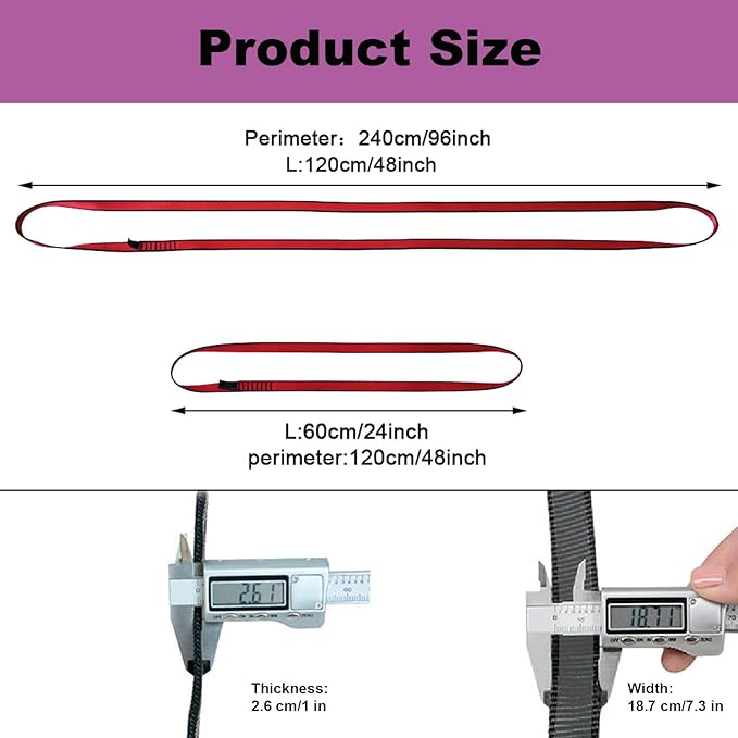 FOSER 18mm Nylon Climbing Sling Runner, 23KN Nylon Rope,Apply to Rock Climbing, Mountaineering, Hiking, Downhill, Emergency Equipment, etc