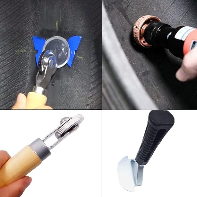 Tire Repair Tools Tire Buffing Wheels 42 mm Tungsten Steel Buffing Wheel with Tire Patch Roller Scraping Cutter for Car Tire Grinding Polishing Accessories Kit