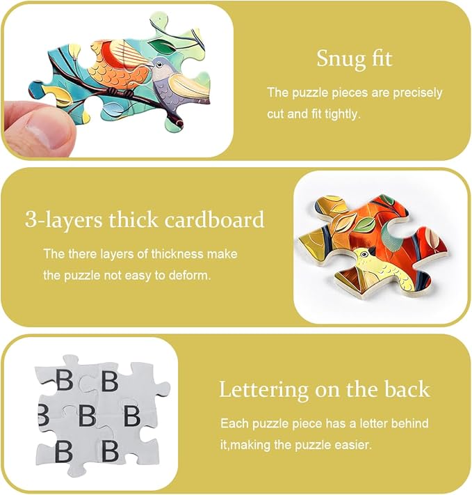 Bird Puzzles for Adults 1000 Pieces, PICKFORU Bird Tree of Life Puzzle Art Painting, Colorful Gradient Puzzle Animals, Hard Difficult Challenging Jigsaw Puzzle