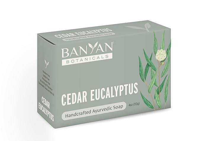 Banyan Botanicals Cedar Eucalyptus Soap – With Eucalyptus and Himalayan Cedarwood Essential Oil – Calming & Refreshing with an Invigorating Scent – 4 oz Bar – Free of Sulfates, Phthalates & Parabens