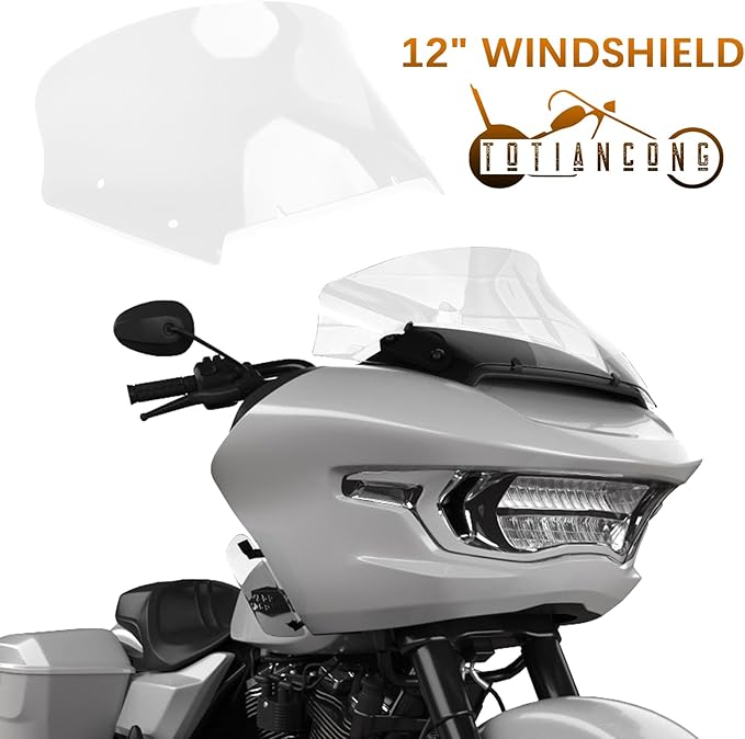 Clear 12" Wave Windshield Windscreen Compatible for Harley Road Glide CVO/SE FLTRXSE 2023 2024 FLTRX 2024 CVO ST FLTRXSTSE 2024