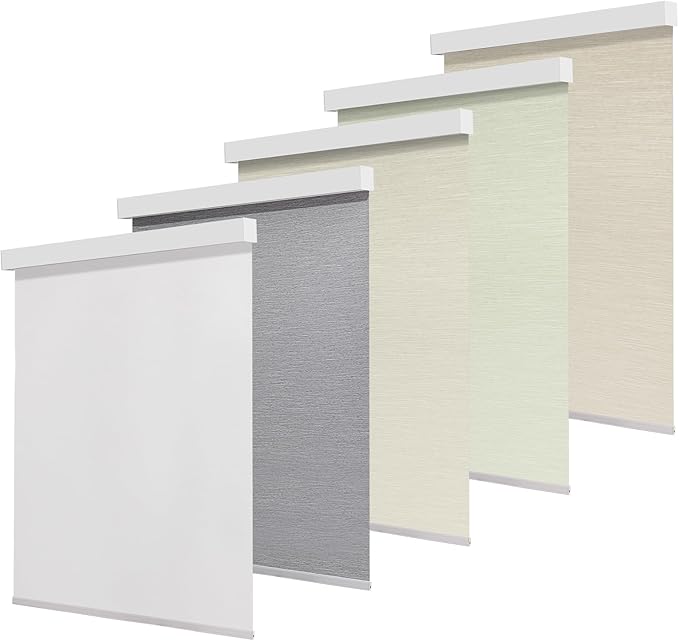 100% Blackout Cordless Roller Shades for Indoor Windows, Thermal Insulation & UV Protection White Customize