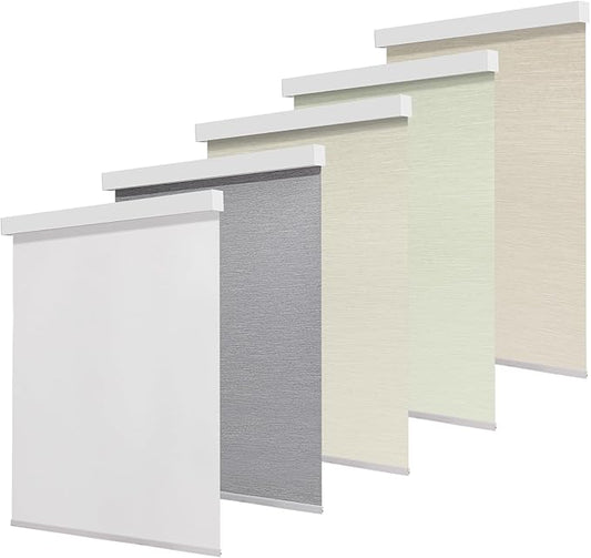 100% Blackout Cordless Roller Shades for Indoor Windows, Thermal Insulation & UV Protection White Customize