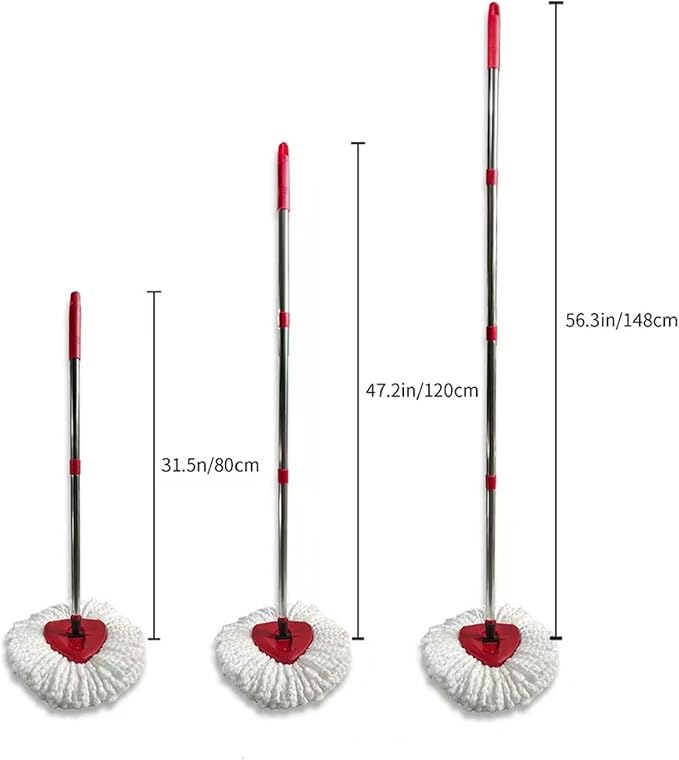 Mop Handle for Ocedar, Mop Handle for O Cedar, Spin Mop Replacement Handle for O Cedar, 4-Section Spin Mop Handles and Base for Ocedar, 30" to 58" Mop Stick Pole Handle and Base for Ocedar Spin Mop