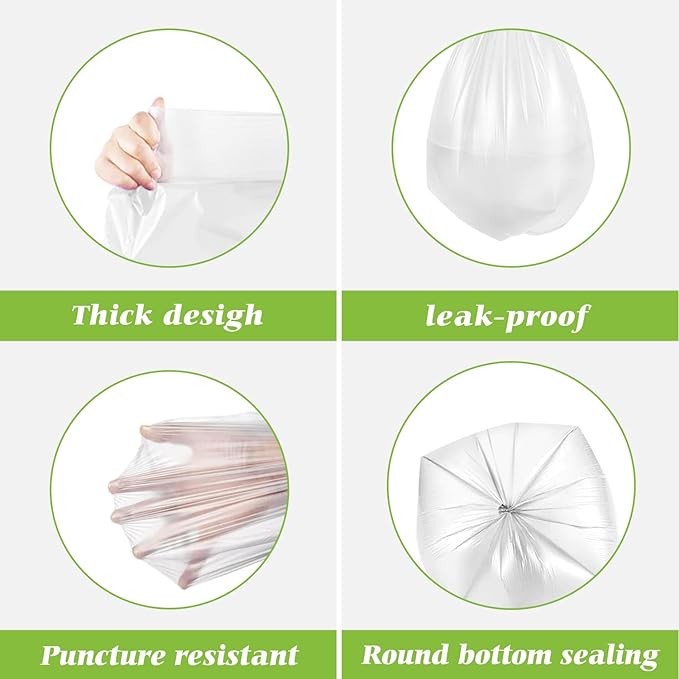 10 Gallon 300 Counts Medium Trash Bags Tall Kitchen Garbage Bags by Teivio, 9 Gallon 10 Gallon 11 Gallon,Bathroom Trash Can Bin Liners, Intended for Home,Plastic Bags for office kitchen, Clear