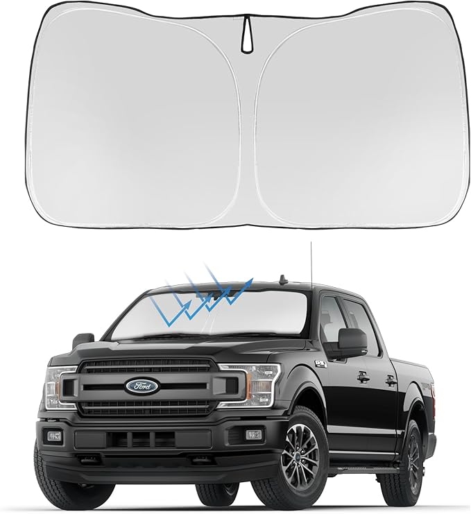 Proadsy Windshield Sunshade for Ford F-150 2015-2020 Custom Fit F150 Lariat, King Ranch, Platinum, XL XLT Limited Raptor Foldable Sun Shade Protector Sun Visor Blocks UV Rays Keep Car Cooler