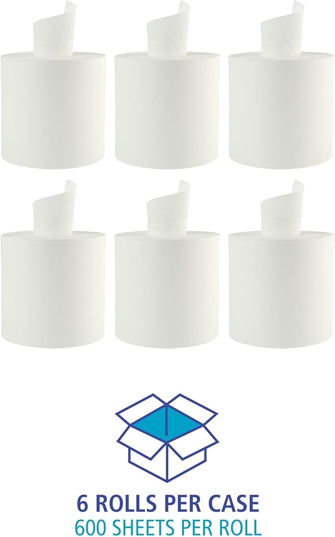 Boardwalk Center-Pull Roll Towels, 2-Ply, 10"w, White, 600/Roll, 6/Carton