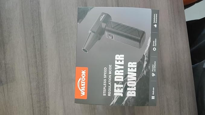 WHATOOK Compressed Air Duster: 180000RPM Air Blower with Stepless Speed Regulation Mode, Electric Air Duster with Brushless Motor, Air Duster for Keyboard, Computer, Car and Home Cleaning（Black）