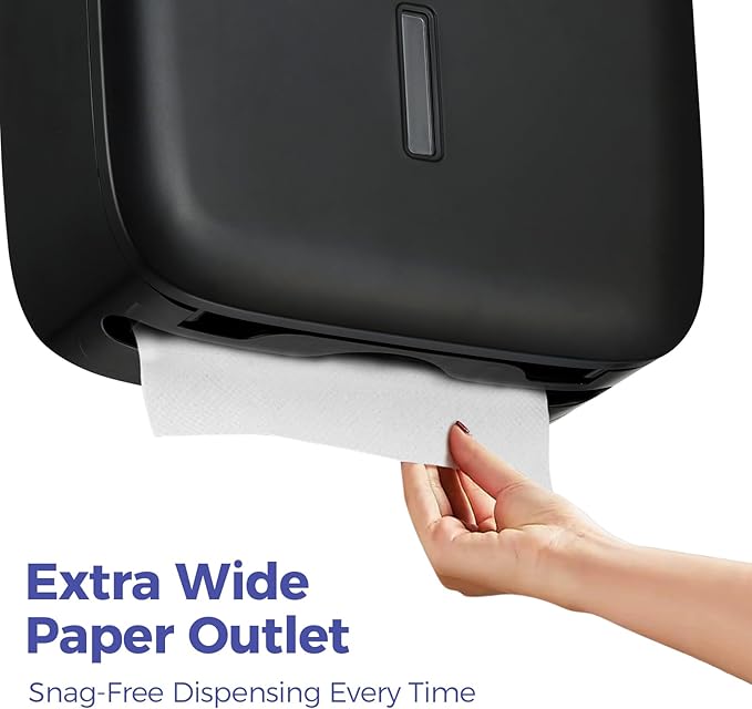 Paper Towel Dispenser Wall Mount with Lock – Fits 400+ Multifold/Trifold/Z-Fold/C-Fold Towels – Large Paper Towel Holder for Bathroom, Kitchen, Office, Home or Business (Black)