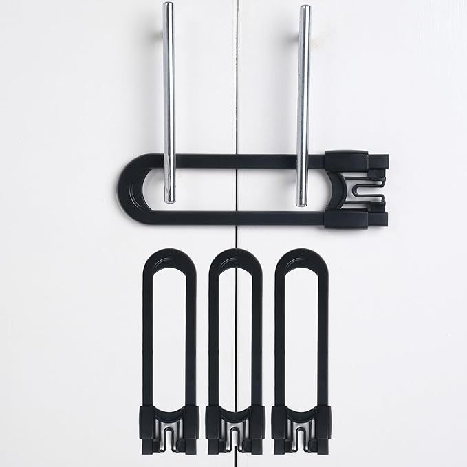 Sliding Cabinet Locks Baby Proofing – Adjustable Child Safety Latches for Knobs & Handles – 4 Pack – No Adhesive Drilling or Tools - Black