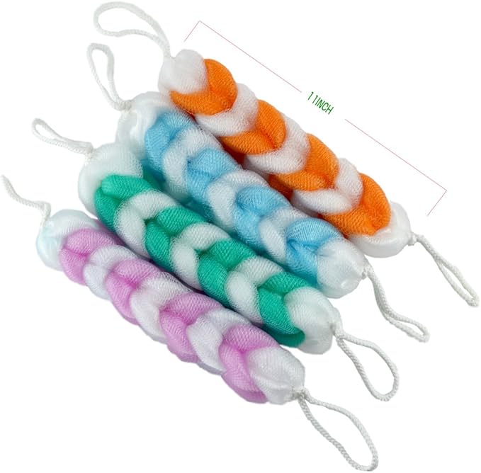 Exfoliating Loofah Back Scrubber for Shower,Wonderful Colors(4- Counts)