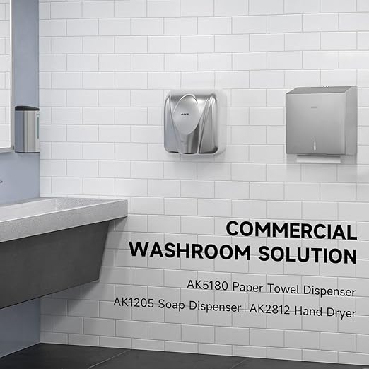 AIKE 250 Sheets Compact Multifold Wall Mount Paper Towel Dispenser,Stainless Steel Black AK5180 (Max Folded Size 10.6"x3.9")