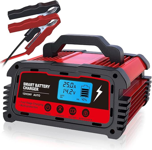LVYUAN 2/10/25 Amp Car Battery Charger,12V Fully Automatic Smart Battery Maintainer with Engine Start, Trickle Charger, Auto Desulfator, Battery Repair, for All Lead-Acid
