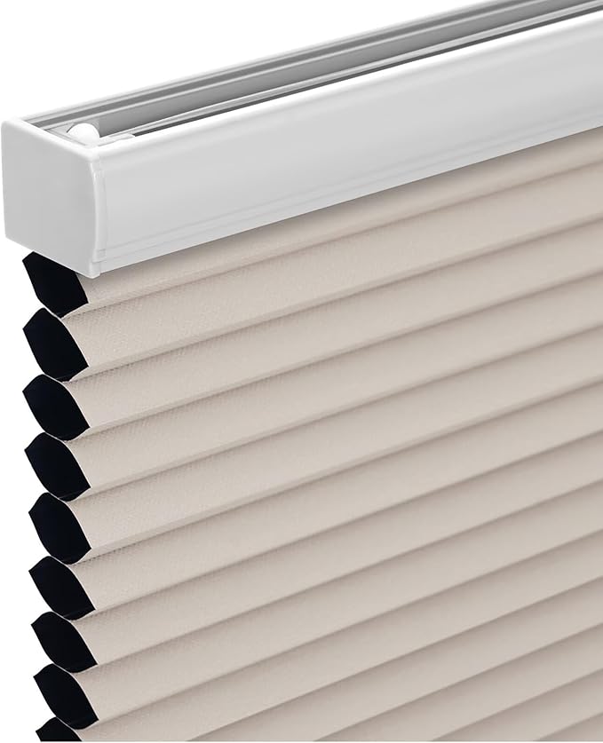 Changshade Cordless Cellular Shades, Blackout Honeycomb Shades for Windows, Pull Down Pleated Blinds, Easy to Install for Indoor Windows and French Doors,61" W x 72" H, Beige