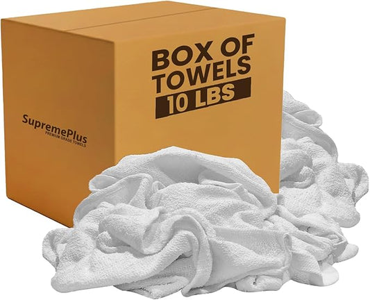 White Terry Bar Mop Towels 80 Pcs (Approx)- 100% Cotton Ultra-Absorbent Cleaning Rags, Perfect Washable Kitchen Rags for Bars, Restaurants & Home - Multipurpose (10 lbs. Box)