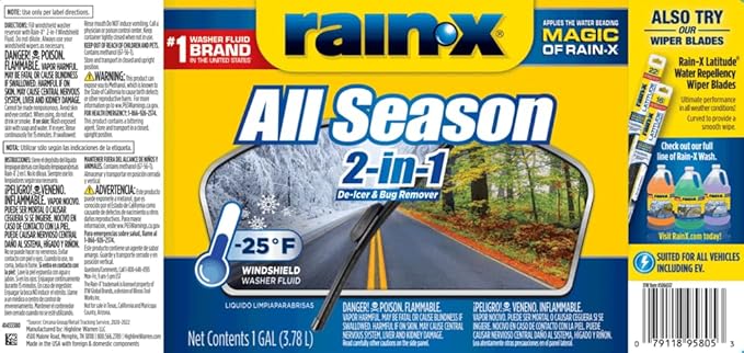 Rain-X All Season 2-In-1 Windshield Washer -25°F - 1 Gallon (Pack of 6)