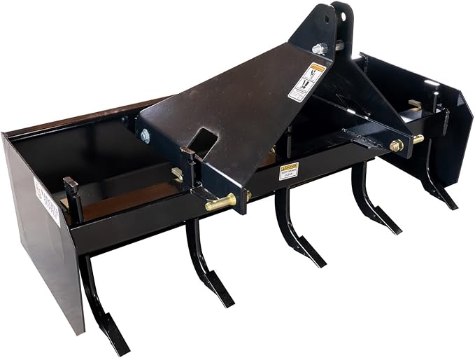 6 FT Box Blade Scraper by Rancher Supply – CAT 1-3 Point Hitch Attachments for Moving Dirt, Backfilling Holes, Spreading Soil, Leveling and Grading Land