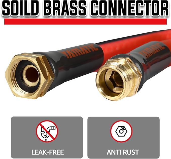 YAMATIC 75FT Garden Hose 5/8 Inch Heavy Duty Water Hose 300 PSI with 3/4 Inch GHT Brass Swivel Connectors – Flexible, Kink-Resistant, Leak-Free, All-Weather Use