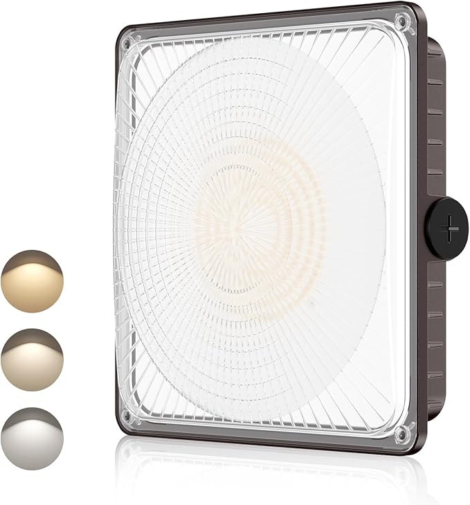 60W LED Canopy Lights Selectable Wattage 60/45/30W 3CCT 3000/4000/5000K, IP65 ETL Listed Commercial Canopy Lights for Gas Station Warehouse Garage