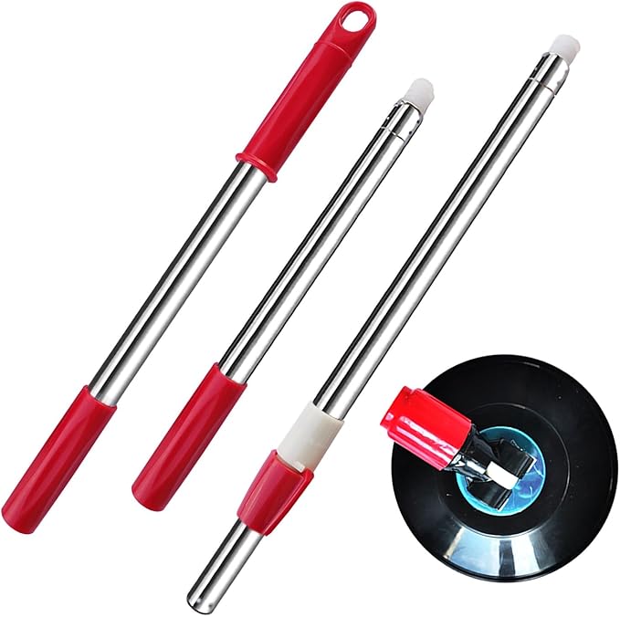 Extended Spin Mop Replacement Mop Handle, Upgraded 60-inch 360 Degrees Rotating Telescopic Replacement Mop Stick for Spin Mop Bucket Cleaning System Floor Cleaning (Plastic Disc, Red)