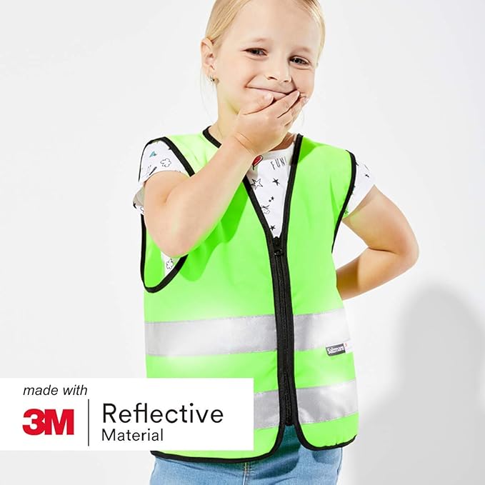 Salzmann Children's High Visibility Vest - Reflective Safety Vest with Zipper - Made with 3M Reflective Material