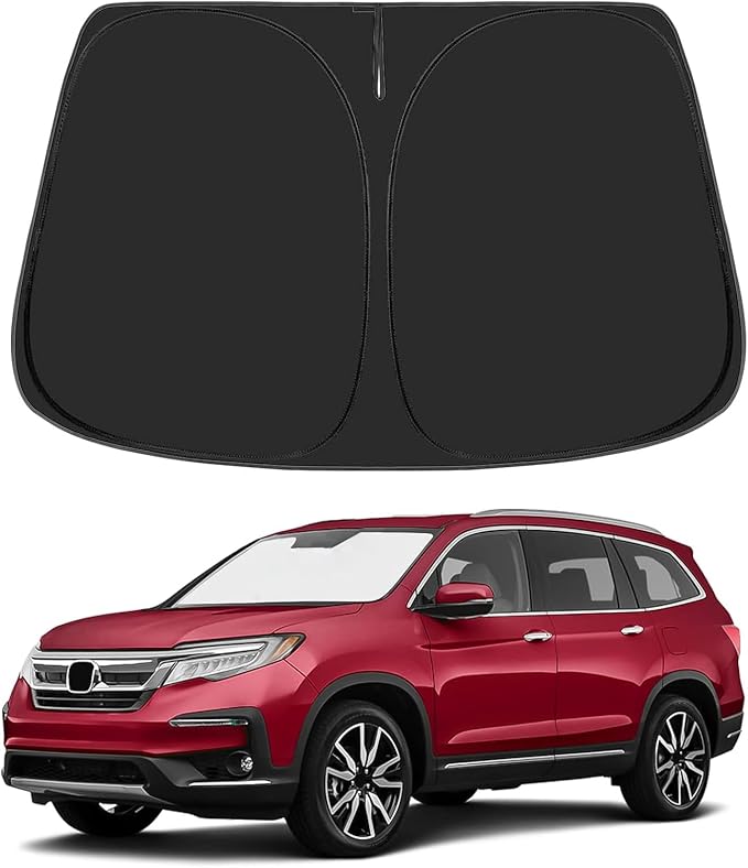 Proadsy 2025 Upgrade Windshield Sun Shade Custom Fit Honda Pilot 2016-2024 2025 4-Layer Foldable Front Sunshade Protector Sun Visor Blocks UV Rays Keep Car Cooler