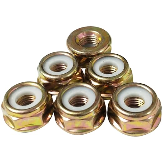 Blade nut, M10 * 1.25 Left-Hand Threaded Flange nut Replacement Part, Used for Lawn Mower Cutting Machine Trimmer Accessories（6 PCS）