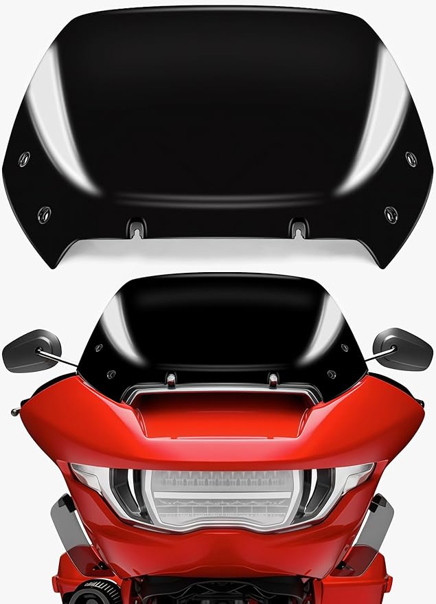 10" Wave Windshield Windscreen Wind Splitter Compatible with Harley Davidson Touring CVO Road Glide FLTRXSE 2023-up,CVO Road Glide ST FLTRXSTSE 2024-up,Road Glide FLTRX 2024-up (Black)