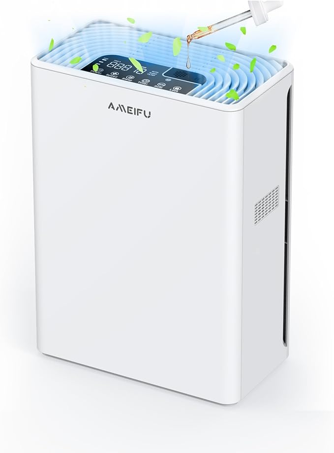 AMEIFU Air Purifiers for Home Large Room up to 2300sq.ft, H13 True Hepa Air Purifiers for Pets Hair, Dander, Smoke, Pollen, 3 Fan Speeds, 5 Timer Air Cleaner