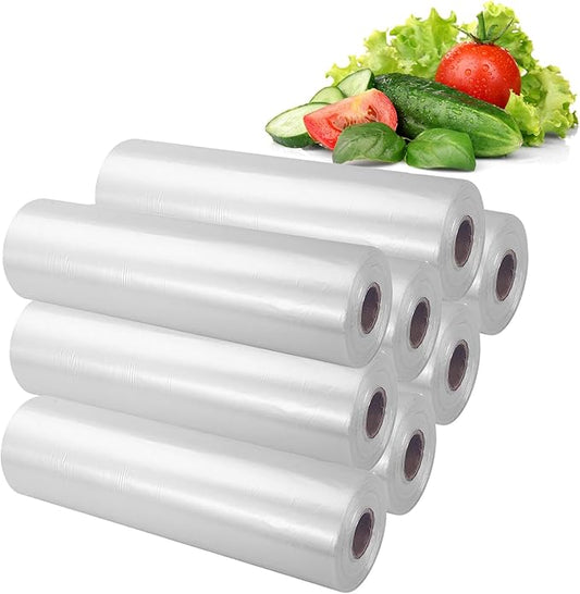 Food Storage Bags, 12" X 16" Plastic Produce Bag, Clear Plastic Bag for Food, Fruit, Vegetable, Refrigerator Storage, Kitchen, 350 Bags/Roll, 8 Rolls