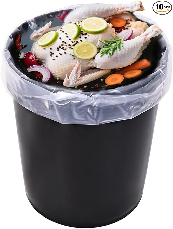 10 Pack Brine Bag, 5 Gallon Bucket Liner Bags, 4Mil Heavy Duty Leak Proof Food Grade & BPA Free Food Storage Bags for Marinading and Food Storage (22 x 30 inches)