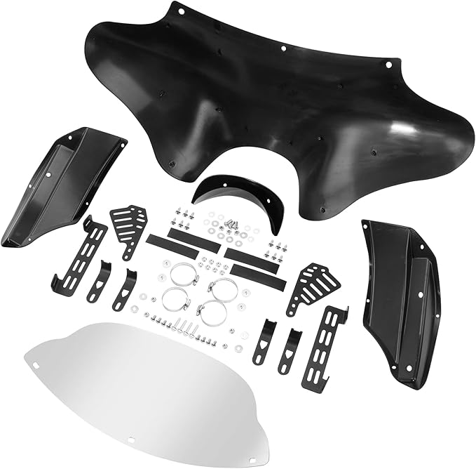 TCT-MOTORPARTS ABS Front Outer Batwing Fairing Windscreen w/Mount Blacket Fit For Harley Touring Softail Dyna Road King 1994-2016 Fat Boy Street Bob Yamaha V Star 650 1100 classic Suzuki
