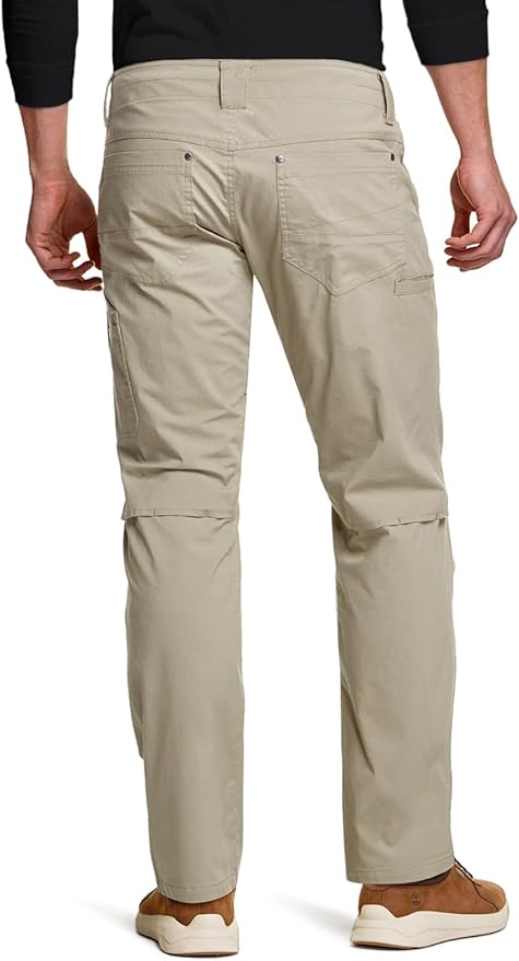 CQR Men's Vent Stretch Pants, Quick Dry Lightweight Casual Cargo Pants, Water Resistant Straight-Fit Utility Work Pants