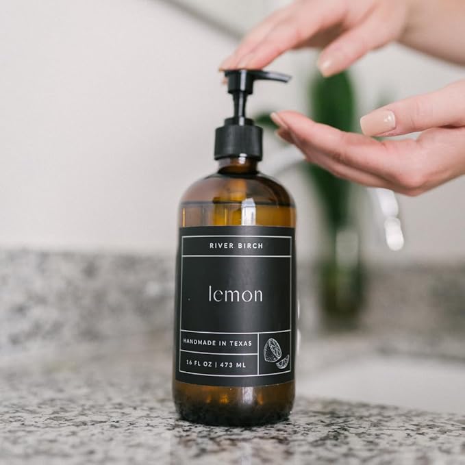 River Birch Lemon Scented Natural Hand Soap Refill - Handmade Moisturizing Hand Wash Luxury Scented Hydrating Soap - Vegan and Non-Toxic - 32 Fl Oz