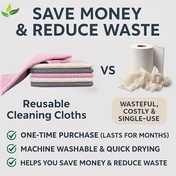 Microfiber Cleaning Cloths - 12" x 12" - Kitchen Dish Cloths for Washing Dishes - Microfiber Cleaning Rags - for Housekeeping, Dusting, Glass, Electronics, Car Interior - 6 Pack - Gray, Beige, Pink