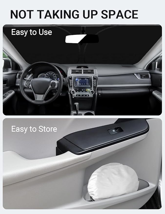 Proadsy 2025 Upgrade Windshield Sun Shade Custom Fit 2013-2017 Camry 4-Layer Foldable Front Sunshade Protector Sun Visor Blocks UV Rays Keep Car Cooler Accessories