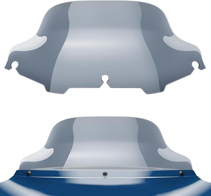 Benlari 8" Smoke Wave Windshield Windscreen Fit for 1996-2013 Harley Davidson Touring Street Glide Electra Glide Tri Glide FLHT FLHX FLHTK FLHTC FLHTCU