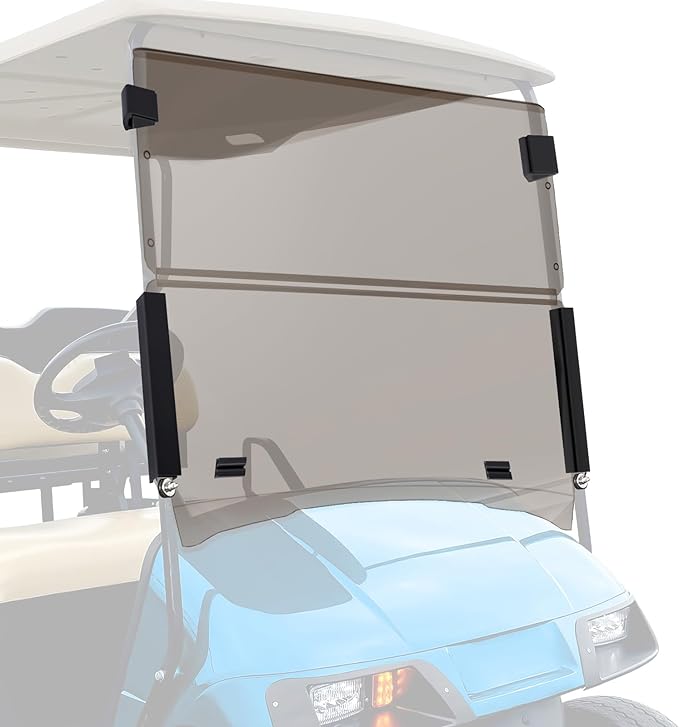 Nilight Golf Cart Windshield for Front Window Foldable Windproof UV Protection Compatible with EZGO TXT 1994.5-2013,Tinted Polycarbonate (PC) Scratch and Impact Resistant