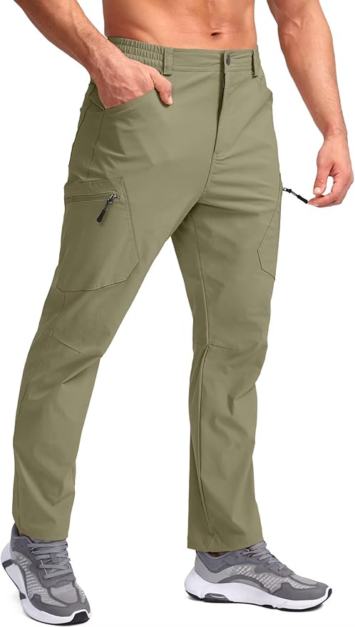 Pudolla Men's Lightweight Hiking Pants with 7 Pockets Quick Dry Water Resistant Fishing Travel Pants