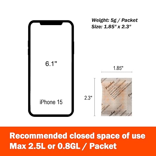 5g x 30 packs Fonday Rechargeable Silica Gel Desiccant Packets Food Grade Fast Reactivate Desiccant Bags Moisture Indicating Orange to Green