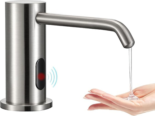 Automatic Soap Dispenser Touchless for Kitchen Bathroom Sink Built in Electric Soap Dispenser Infrared Sensors Liquid Commercial Dispenser with Bottle and Pump 33.81oz/1000ml (Brushed Nickel)