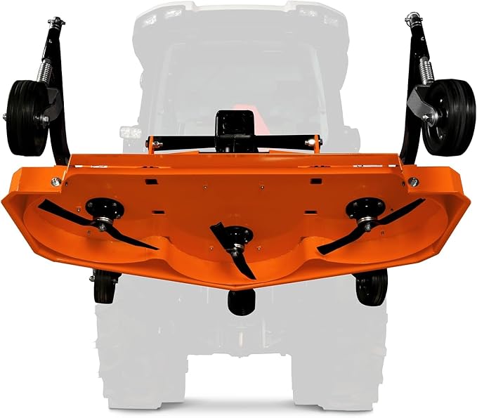3 Point PTO 60'' Working Width Finish Mower Attachment for 18-50hp Tractor, Category 1 Hitch, 4-Tires, 0.4'' - 4.5'' Adjustable Cutting Height, Model FM150