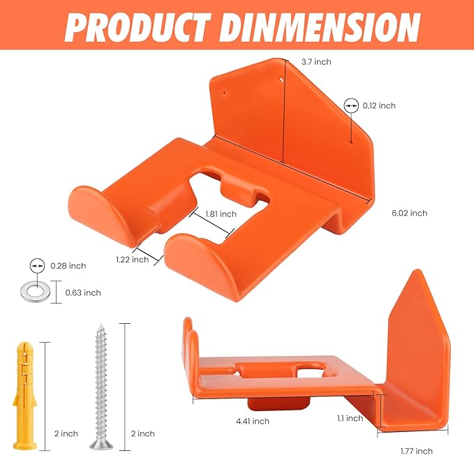 Weed Eater Hanger, 2Pack Trimmer Rack Wall Mount,Heavy Duty Weedeater Holder Garage Wall Mount for Power Tools, Grass Trimmer, Garden Tools