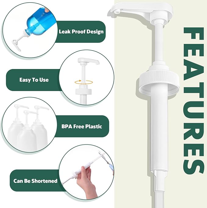 Sawysine 2 Pcs Gallon Pump Dispenser, Fits Most 1 Gallon Jugs Pump Dispenser 38/400 Lid Top Replacement for Bottle, Shampoo and Conditioner Leak Proof