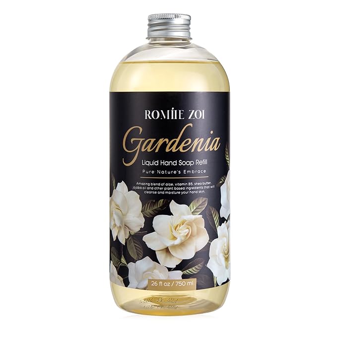 ROMIIE ZOI Liquid Hand Soap Refills, Gardenia, Gentle & Moisturizing Formula, 750 ML/ 26 FL.OZ